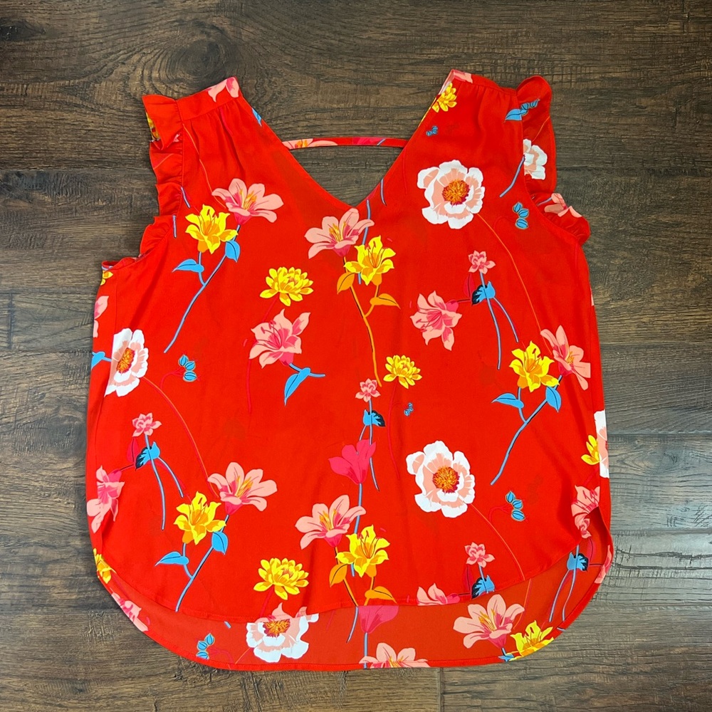 Loft Petite Lily Bar Back Flutter Shell In Red Mp - image 2